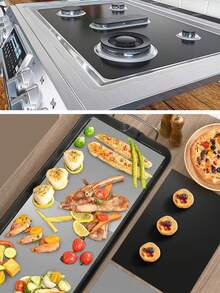1Pc Black Oven Mat, Non-Stick Heat Resistant Oven Liner, Reusable PTFE Baking Mat For Pizza, Chicken, Roasting, Easy Clean Cooker Pad For Kitchen Baking Accessories - Multicolor - View 3