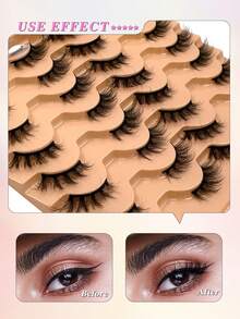 ENCHUW 16 Pairs Half Eye False Eyelashes,Natural Fluffy Lashes,Cat Eye Lashes End Eye Elongated Lashes For Daily Wear - Black - View 4