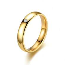 时尚钻石戒指，钛钢材质，多功能奢华珠宝配饰，小众不锈钢情侣戒指，简约素圈戒指，适合作为万圣节、圣诞节礼物或小礼物 - 金色 - 查看 11