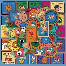 60PCS Funny And Creative Stickers DIY Decorative Decals Phone Case Laptop Diary Guitar Cups Stationery Waterproof Stickers - Multicolor - View 1