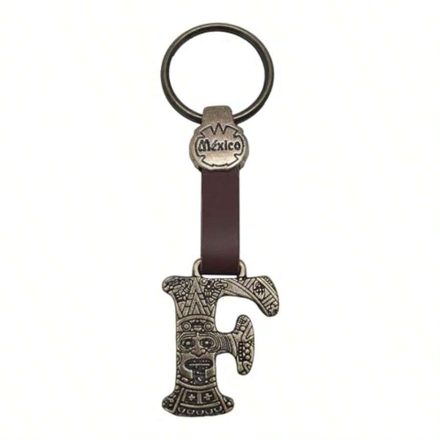 Metal Keychain With Engraved Initial And Calendar - Handmade Gift Of Mexican Heritage - 字母 F - 查看 1