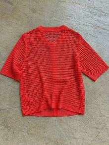 女士简约优雅纯色开衫，适合春夏穿着 - 鮮大紅 - 查看 10