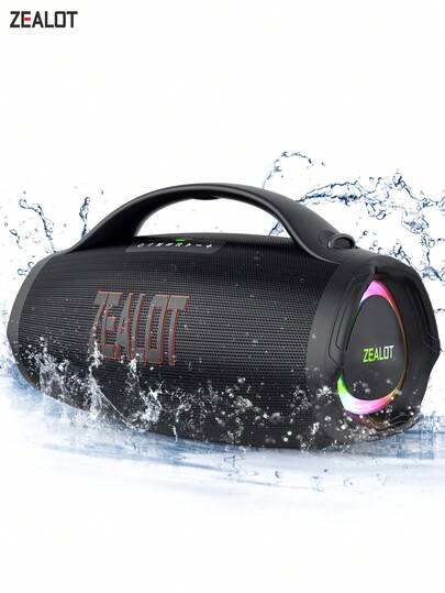  ZEALOT 160W alto-falante potência máxima de saída, áudio sem fio, portátil ao ar livre, iluminação de cores RGB, até 8 horas de tempo de reprodução, suporta telefones móveis, tablets, computadores e televisões. SD, USB, AUX, Função de emparelhamento de série, adequado para carros, atividades ao ar livre, acampamento, praias, festa familiar