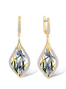 1 Đôi bông tai dáng dài đính đá Cubic Zirconia xinh xắn dành cho nữ, thích hợp làm quà tặng đám cưới, lễ đính hôn, tiệc tùng hoặc ngày Valentine. - 6 # - Xem 12