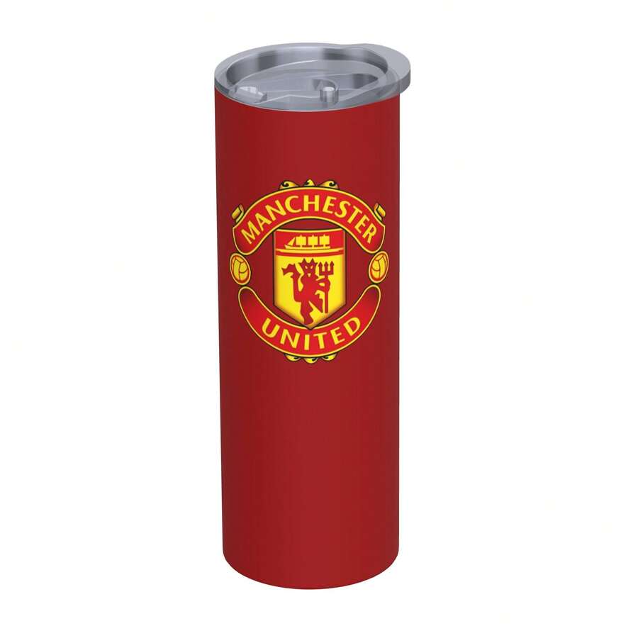 Red Manchester United FC Crest Skinny Tumbler With Straw, English Football Fans Cup - Nhiều màu - Xem 1
