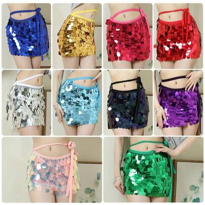 Fantasia de Dança do Ventre Feminina com Lenço de Quadril Bordado com Lantejoulas - Saia Lápis Retrô Sem Elasticidade Adequada para Treinamento e Apresentação, Roupa de Dança Lavável à Mão em Cor Sólida para Iniciantes, Apresentações de Ritmos Árabes