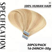 20 lọn tóc nối dán dành cho người lớn, 100% tóc thật, thẳng, tự nhiên, nhẹ, không rụng, dễ lắp đặt, phù hợp với mọi người - 50g/gói - S18/613 - Xem 4