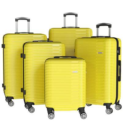 YSTYLE 5Pcs/1Set Large Luggage Suitcase, Yellow 20/24/28/30/32Inch Suitcase, Colorful ABS Hardside Suitcase With  Spinner Wheels, TSA Lock, Suitcase Spinner Suitcase Durable Travel Luggage Multifunctional Travel Suitcase Hardshell Suitcase Suitcase Luggage Carry-On Suitcase Travel Essentials For Men For Women For Vacation For Business Large Capacity Travel Essential Travel Accessories Travel Organizer Travel Stuff