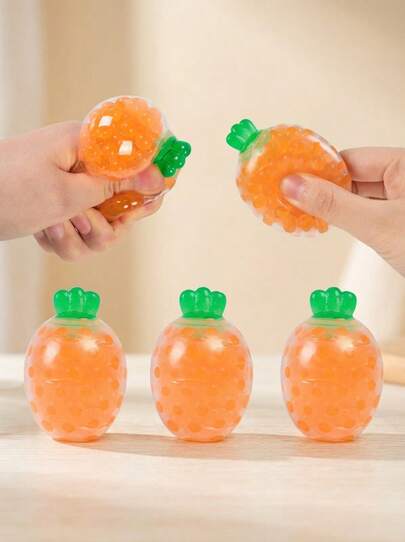 1/2/6/12/24pcs Carrot Shaped Squeeze Stress Relief Ball, Elastic Fruit Squeeze Toy, Suitable For Adults, Can Be Used As Vase Filler, Home Decor, Easter Egg Basket Filler