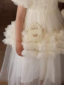 1pc Girls' Pearl Bow Closure Fashionable Cute Crossbody Bag, Suitable For Spring/Summer Daily Use - A - View 4