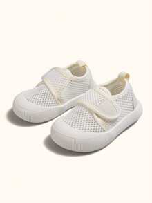 1 đôi dép xăng đan lưới màu trắng cho bé gái và bé trai, có khóa dán, mũi tròn, đế mềm, thoải mái, thoáng khí, giày dép thường ngày cho bé, thích hợp cho mùa hè. - trắng - Xem 4