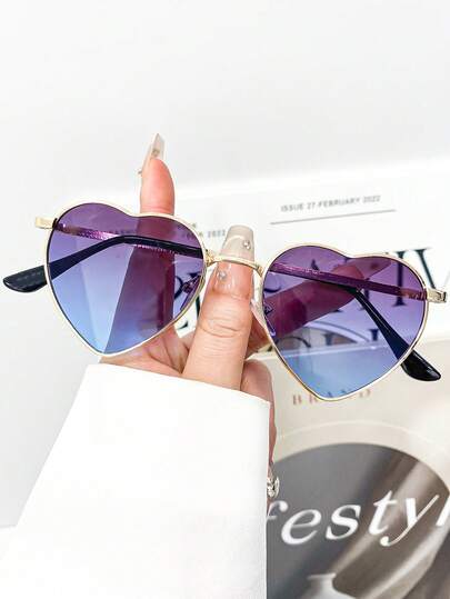 1pc Retro Heart-Shaped Y2K Fashion Fashion Glasses, Unisex Asymmetrical Cute Glasses Suitable For Daily, Casual, Holiday, Party, Runway