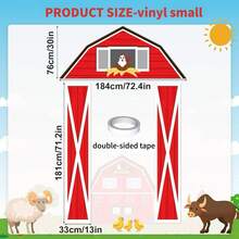 3件套农场动物主题派对装饰，红色和粉色谷仓门横幅，谷仓门背景，农场主题生日派对用品，适合婴儿派对、家庭聚会、圣诞派对 - 彩色 - 查看 11