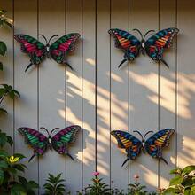 Juego de 4 piezas de decoración de mariposas 3D mate, decoración de pared interior, adorno colgante para patio y jardín - Multicolor - Ver 3