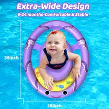 Inflatable Baby Pool Float With UPF50+ Canopy, Play Console & Adjustable Safety Seat For Infants 6-36 Months - Purple - View 6