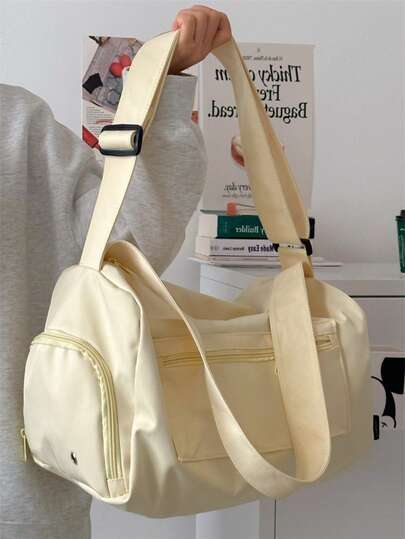 This Brand New Fashionable And Versatile Solid Color Clown-Themed Bag Has A Large Capacity, Multiple Pockets Design, And An Earphone Hole. It Is Lightweight And Portable, Suitable For Outdoor Travel And Short-Distance Trips. It Can Also Be Used To Store School Supplies, Stationery, And Other Items.