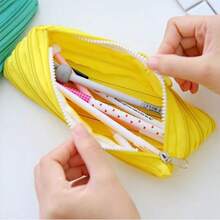 Hộp đựng bút bằng nylon hình quái vật nhỏ dễ thương, tối giản, có khóa kéo, dung tích lớn, họa tiết hoạt hình, túi đựng bút ngộ nghĩnh. - Hộp đựng bút có khóa kéo - Xem 3
