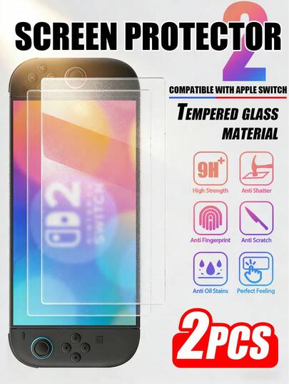 2 piezas Protector de pantalla ultra claro de alta dureza 9H, fácil instalación, estructura de micro-prisma óptica que mejora el contraste de color en un 12% de cobertura DCI-P3, adecuado para visualización de video 4K/8K, grosor de 0,33 mm con estructura resistente a impactos, revestimiento autorreparador, compatible con modelos Switch