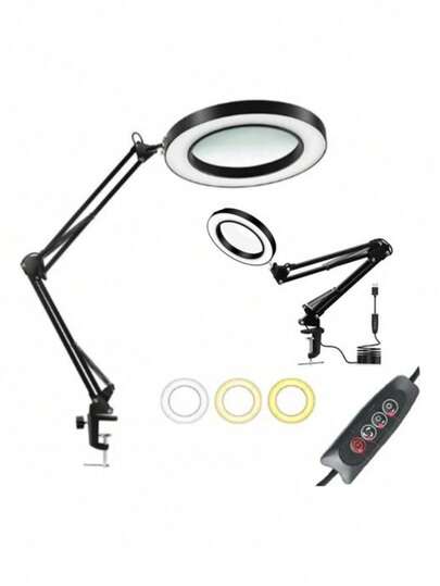 Lupa Luminária Modelo M023 Led 5x Ringlight Usb Bivolt
