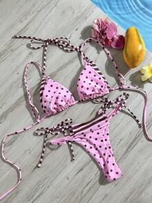 Bộ bikini chấm bi dành cho nữ, đồ bơi mùa xuân thoải mái, trang phục đi biển mùa hè, áo bikini crop top thanh lịch, phù hợp cho kỳ nghỉ, lễ hội âm nhạc, phong cách boho từ thành phố ra biển. - Bột cà phê - Xem 8