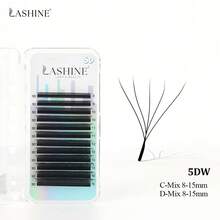 Lashine 12排 0.07D 黑棕色 5DW 型睫毛嫁接，短距离 5DW 睫毛，5D U 型睫毛，双头 5DW 睫毛，卷翘睫毛，专业美容院批发 - 查看 2