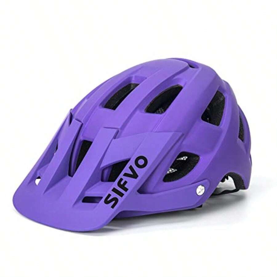 Casco de Bicicleta Cascos de Bicicleta para Hombres y Mujeres Casco de Bicicleta de montaña con Visera Cascos para Adultos a jóvenes Casco de Bicicleta Carretera y cómodo 54-62cm M/L - Morado - Ver 1