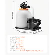 16 In Sand Filter Pump For Above Ground Pool, 0.75 HP 4400 GPH, Swimming Pool Sand Filter Pump With Pre-Assembled Core & Leak-Resistant Design, 6-Way Valve, High-Efficiency Filtration For Pools - View 7