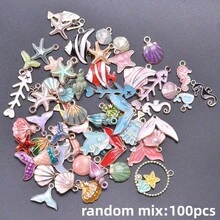 Bộ 30/50/100 mặt dây chuyền hình sinh vật biển bằng hợp kim kẽm tráng men, nhiều màu sắc, thích hợp để làm đồ trang sức như vòng cổ, bông tai, vòng tay và các phụ kiện thủ công DIY khác. - Hỗn hợp ngẫu nhiên khác nhau - Xem 14