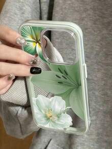 1 buah Casing Ponsel Lembut dan Nyaman Warna Polos, Motif Bunga Lili Hijau 2D, Pelindung Ponsel, Bagian Belakang Transparan Tidak Mudah Menguning, Kompatibel dengan iPhone 11/12/13/14/15/16/16 Pro Max/12 Pro/13 Pro/14 Pro/15 Pro/16 Pro/14 Plus/15 Plus/16 Plus/12 Pro Max/13 Pro Max/14 Pro Max/15 Pro Max/16 Pro Max, Casing Ponsel Lembut dan Nyaman Kompatibel dengan iPhone 17/17 Pro/17 Pro Max/Air - Hijau - View 2