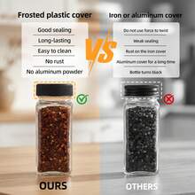 Tomnk 16pcs Square Glass Spice Jars With Black Metal Lids & Shaker Tops, Clear Seasoning Containers Set With Labels, Funnel & Pen, Airtight Herb Storage For Kitchen Pantry Cabinet, Ideal Mother's Day Gift - 16 chiếc - Trong suốt - Xem 5