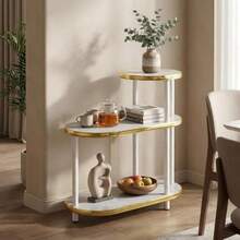 Mesa Auxiliar para Sala Pequeña Mesa Lateral 3 Niveles Mesita Lateral/Noche/Mesa de Centro para Sala de Estar Dormitorio Balcón Mesita Moderna Minimalista - Blanco - Ver 1