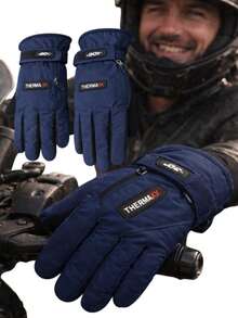 Waterproof, Thermal, Non-Slip Motorcycle Gloves For Cold Weather, Soft - Blue - View 7