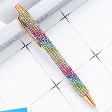 1/2/4pcs Rhinestone Design Metal Ballpoint Pens With Glitter Powder, Cute Crystal Ballpoint Pen Set, Black Ink, For Girls, Women, Office, Wedding, Party (Rose Gold) Back To School - Black - View 12