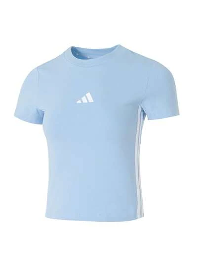 Áo thun nữ Adidas Top 2026 Xuân Mới Về, kiểu dáng thể thao năng động, ôm sát, tay ngắn, có logo nhỏ và ba sọc, cổ tròn thoải mái và thoáng khí, JE1241