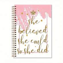 She Believes She Can, So She Created An Inspiring Spiral Notebook With Motivational Phrases, Featuring A Pink Design Suitable For Office, School, And Personal Use, An Inspirational Notebook - B (excluding Pen) - View 4