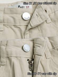 Celana Jeans Denim Gaya Jalanan Young Boy, Warna Medium Wash, Pinggang Dapat Diatur, dan Efek Lusuh. - Krem - View 4