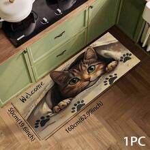 1pc Cat Pattern Design, Kitchen Decor, Home Decor, Decorative Mat, Fashion Doormat, Multi-Purpose Mat, Kitchen Floor Mat, Kitchen Mat Set, Kitchen Floor Protector, Comfort Standing Mat, Living Room Bedroom Bathroom Laundry Office Area Rug, Home Decoration Indoor - Multicolor - View 8