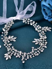 1pc Handmade Luxury Crystal Bridal Headband, Handcrafted Women's Hair Accessory Suitable For Wedding, Party, Ball,Summer,Beach - Silver - View 8