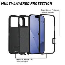 Casing Ponsel Pelindung Tugas Berat 3-in-1 [Tahan Guncangan][Tahan Jatuh][Anti Selip] Casing Ponsel Pelindung Multi-Lapisan Memberikan Perlindungan Kuat untuk Perangkat Seluler Anda - Hitam - View 3