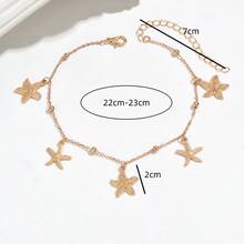 1 chiếc vòng chân nhiều mặt dây chuyền hình sao biển và chuỗi hạt dễ thương, thích hợp cho phụ nữ đi nghỉ mát ở bãi biển. - Vàng - Xem 4