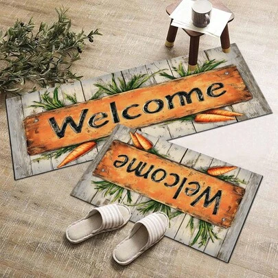 1件装胡萝卜图案迎宾垫，厨房装饰，家居装饰，装饰地垫，时尚门垫，多功能地垫，厨房地垫套装，厨房地板保护垫，舒适站立垫，客厅卧室浴室洗衣房办公室区域地毯，室内家居装饰