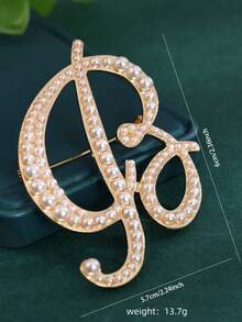 1pc Fashionable Creative Pearl A-Z English Letter Gold Brooch, Versatile Minimalist Accessory Pin For Men And Women - Gold - View 25