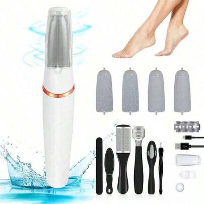 Electronic Callus Remover, Rechargeable Foot File, Used Removing Calluses, Professional Foot Care, Used Smoothing Rough Skin And Removing Hard Dead Skin, White
