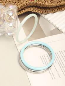 3pcs Set Vintage Resin Amber Texture Acrylic Bangle Bracelets, Fashionable Stackable Design, Suitable For Women's Daily Wear - Baby Blue - View 6
