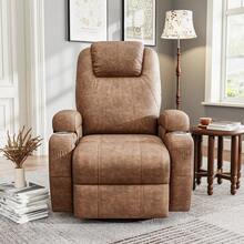 Devoko Leathaire Swivel Rocker Recliner Chair With Vibration Massage, 360° Swivel Recliner For Adults, Ergonomic Lounge Chair With Cup Holders, Lazy Recliner Single Sofa - màu nâu - Xem 2