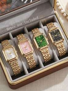1pc Women's Quartz Watch With Stainless Steel Band, Elegant Luxury Rhinestone Embellished Minimalist Style Square Vintage Dial, Suitable For Daily Wear, Party Decoration Or Mother's Day, Valentine's Day And Other Holiday Gifts For Friends And Mothers - Multicolor - View 8