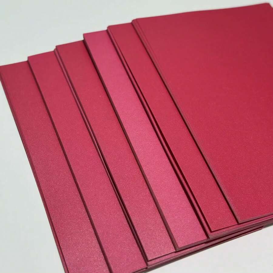 16pcs Pearlescent Double-Sided Fuchsia Cardstock, Multipurpose Craft Paper, Decorative Paper, A4 Size 11.69/8.27 Inches, 250gsm, Suitable For Cutting And Making Cards, Decorations For Halloween, Christmas, Parties, Etc. - 16 Sheets Of Rose-red Pearlescent Paper - View 1