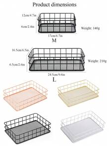 1pc Multi-Functional Iron Wire Storage Basket, Rust-Proof Grid Sorting Tray, Bathroom & Kitchen Dual-Use Shelf, Open Design Saves Space Large Capacity Storage, Suitable For Toiletries, Cosmetics, Condiments, Snacks, Small Items, Space-Saving Wall-Mounted/Tabletop Dual-Use Sorting Organizer - Black - View 12