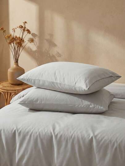 2pcs Ultra Soft Solid Color Pillow Covers, Lightweight And Cloud-Like, Envelope Closure, Light Gray, Oeko-Tex Certified