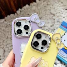 SANRIO 1 ốp lưng điện thoại thời trang sáng tạo, chống nước, chống sốc, trang trí nơ, hình mèo KT đỏ mặt, "Cực ngầu", phong cách anime, lấp lánh, thời trang KT dễ thương, tương thích với dòng 17, 11/12/12 Pro, 13/14/15, 13 Pro/14 Pro/15 Pro, 12 Pro Max/13 Pro Max/14 Pro Max/15 Pro Max, 16, 16 Pro, 16 Pro Max, 17, 17 Pro, 17 Pro Max. - Màu vàng - Xem 2